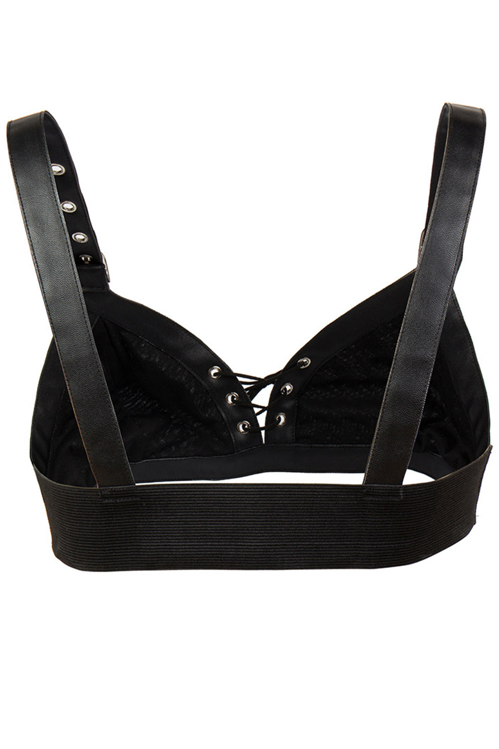 Gothic Black Grommet Buckle Strap Lace Up Without Steel Ring Bras