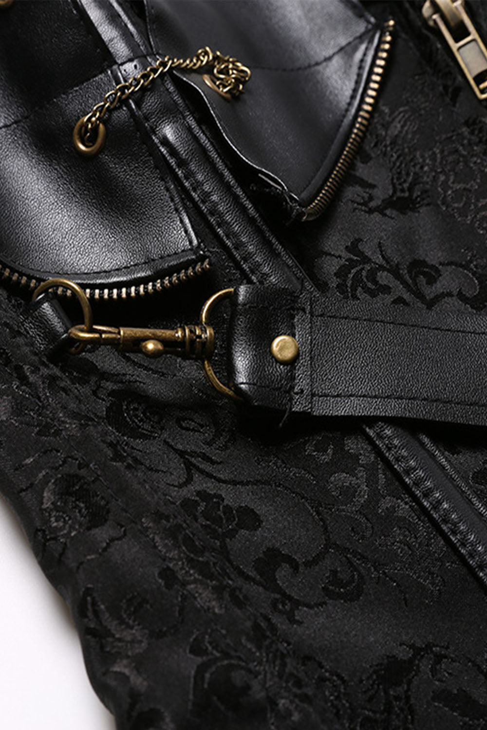 Gothic Plus Size Black Party Halter Steel Bone PU Leather Zipper Grommet Lace Up Corset