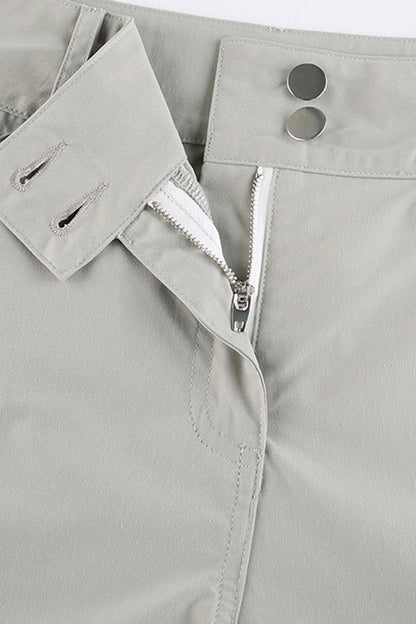 Pockets Design Straight Leg Grey Cargo Pants