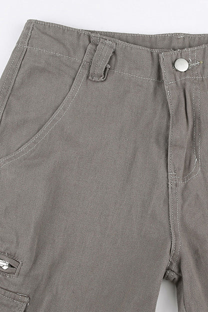 Utility Pocket Zipper Denim Cargo Jeans