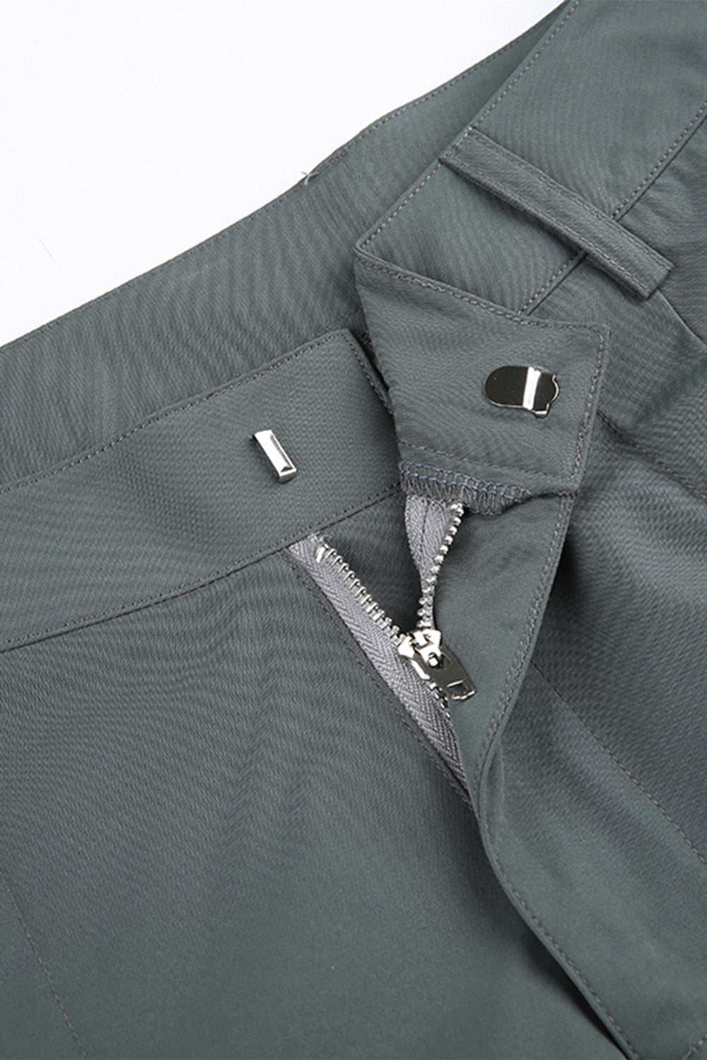 Solid Fold Large Pockets Green Cargo Pants