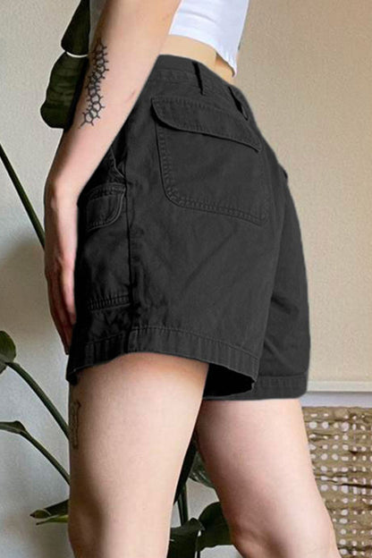 Low Waist Pocket Design Denim Cargo Shorts
