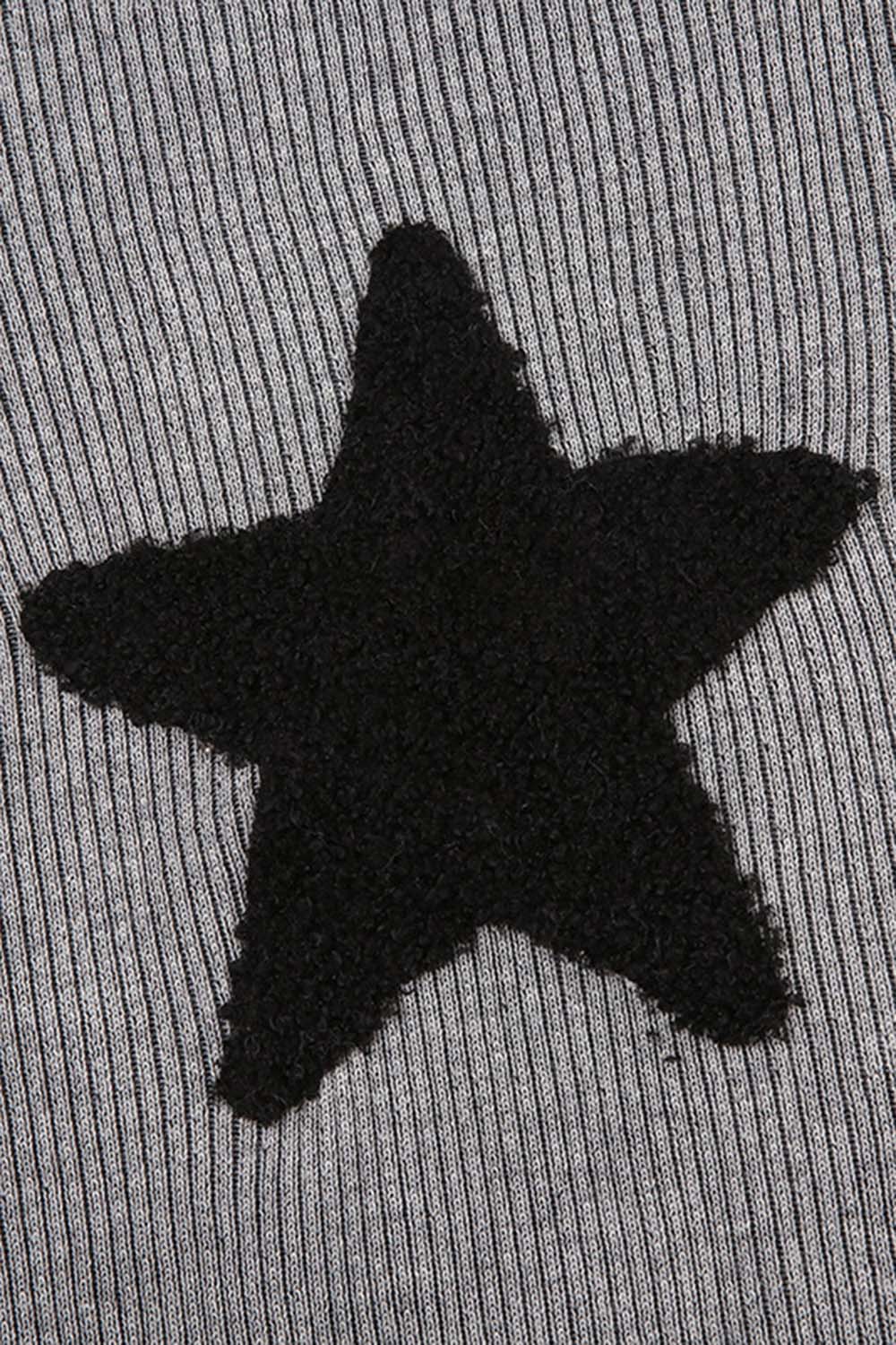 Star Pattern Cropped Grey Sweater